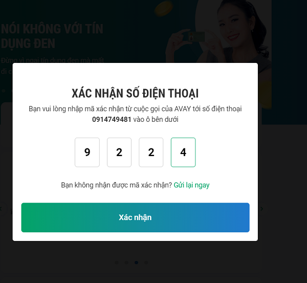 Hướng dẫn vay Avay trên website.