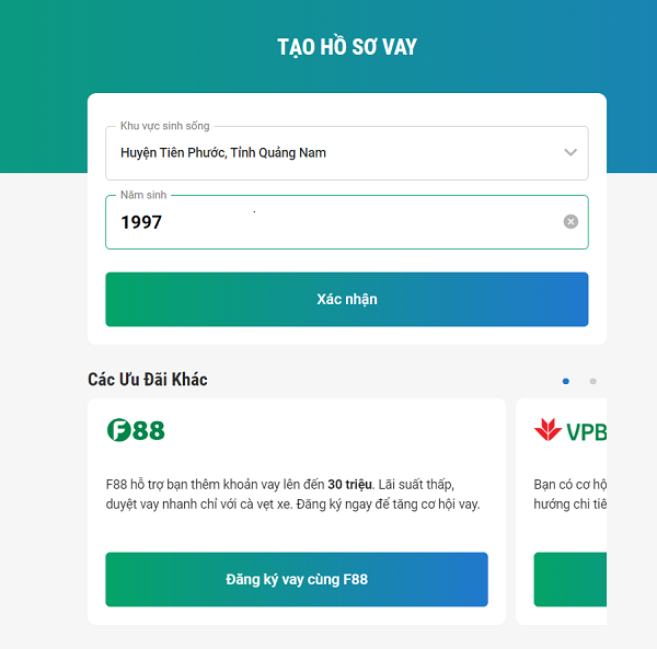 Hướng dẫn vay Avay trên website.