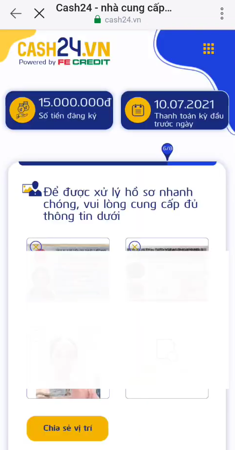 Hướng dẫn vay tiền Cash24.