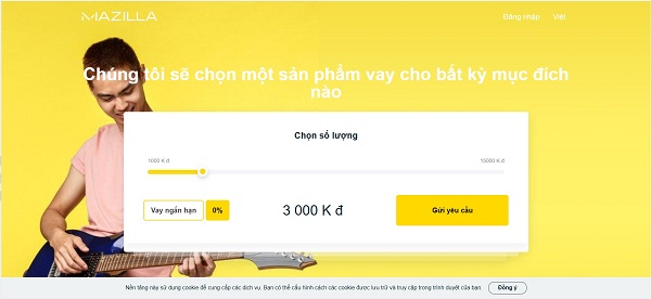 Bước 1 vay tiền nhanh online MAZILLA.