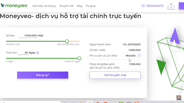 Bước 1 vay tiền Moneyveo.