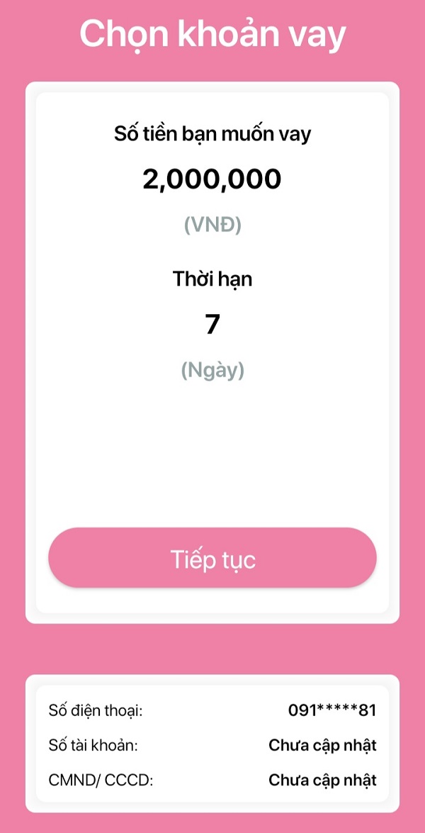 Chọn khoản vay 