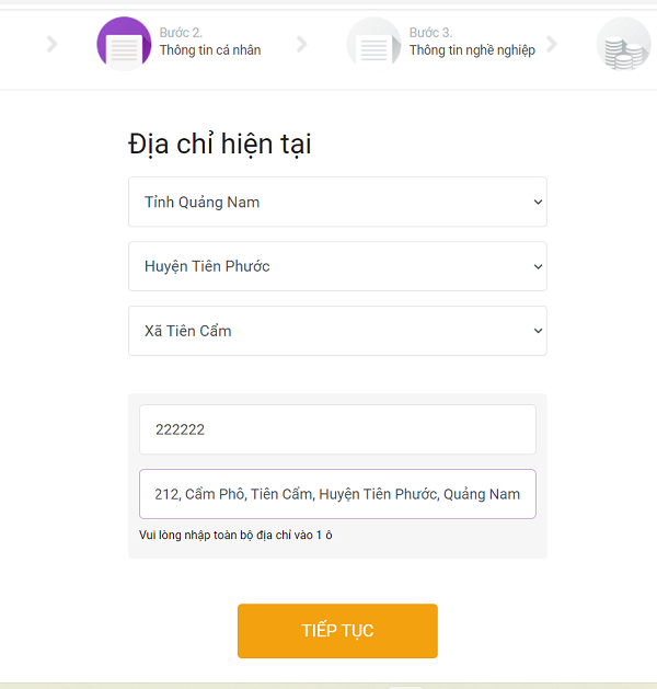 Điền chính xác thông tin địa chỉ