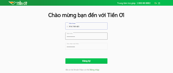 Bước 2 vay Tiền ơi.