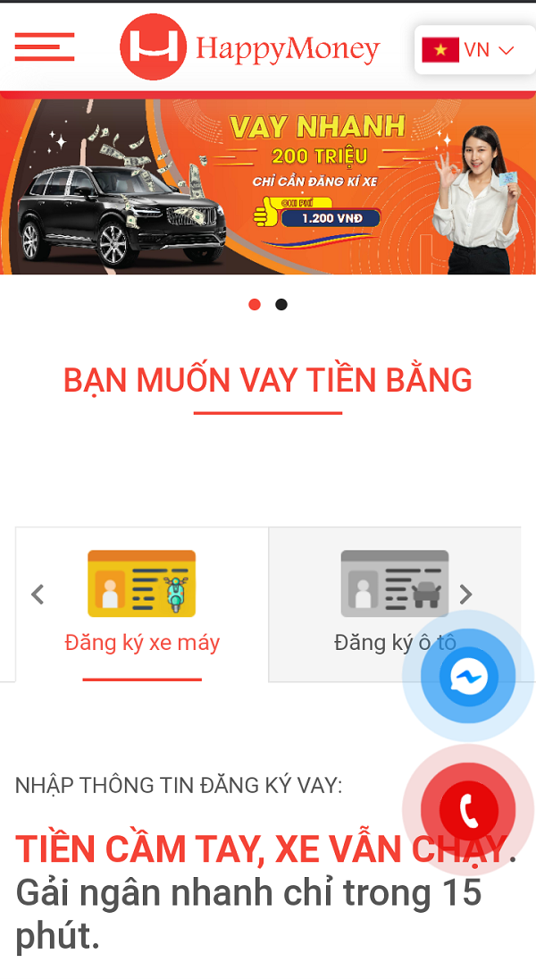 Truy cập vào trang Web chính thức của Happy Money