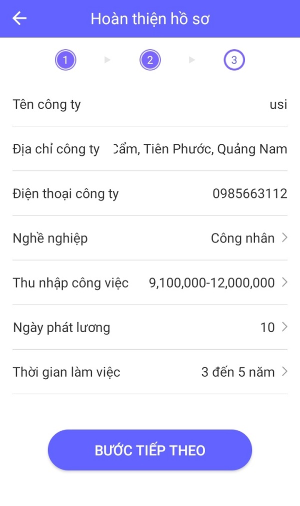 Thông tin về công ty và công việc hiện tại