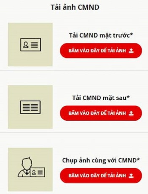 Tải ảnh CCCD/CMND và ảnh chân dung