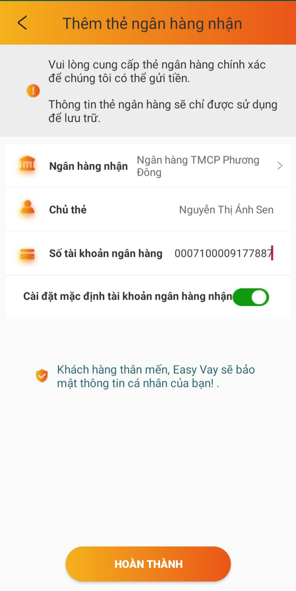 được nhận tiền giải ngân