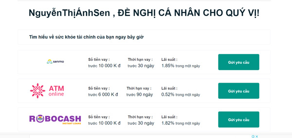 chọn vào hình thức vay và khoản vay, thời hạn thanh toán