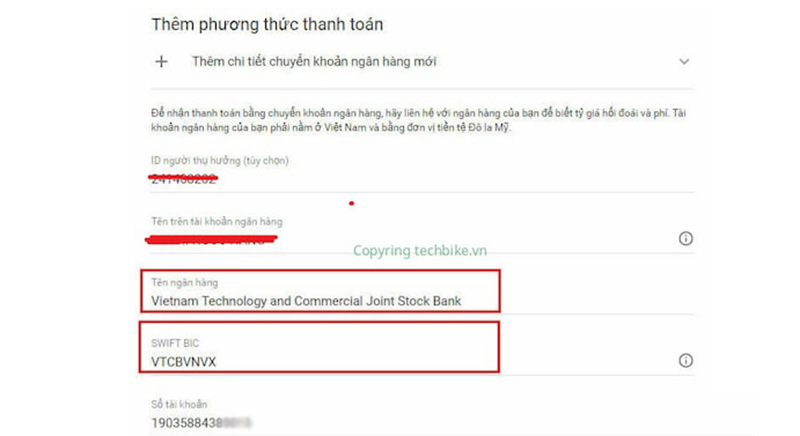 Hướng dẫn sử dụng mã ngân hàng Techcombank