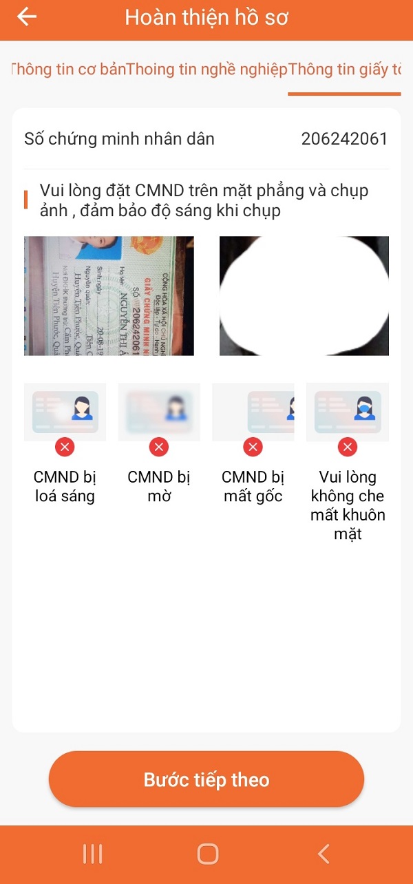 Thông tin về công việc của người vay