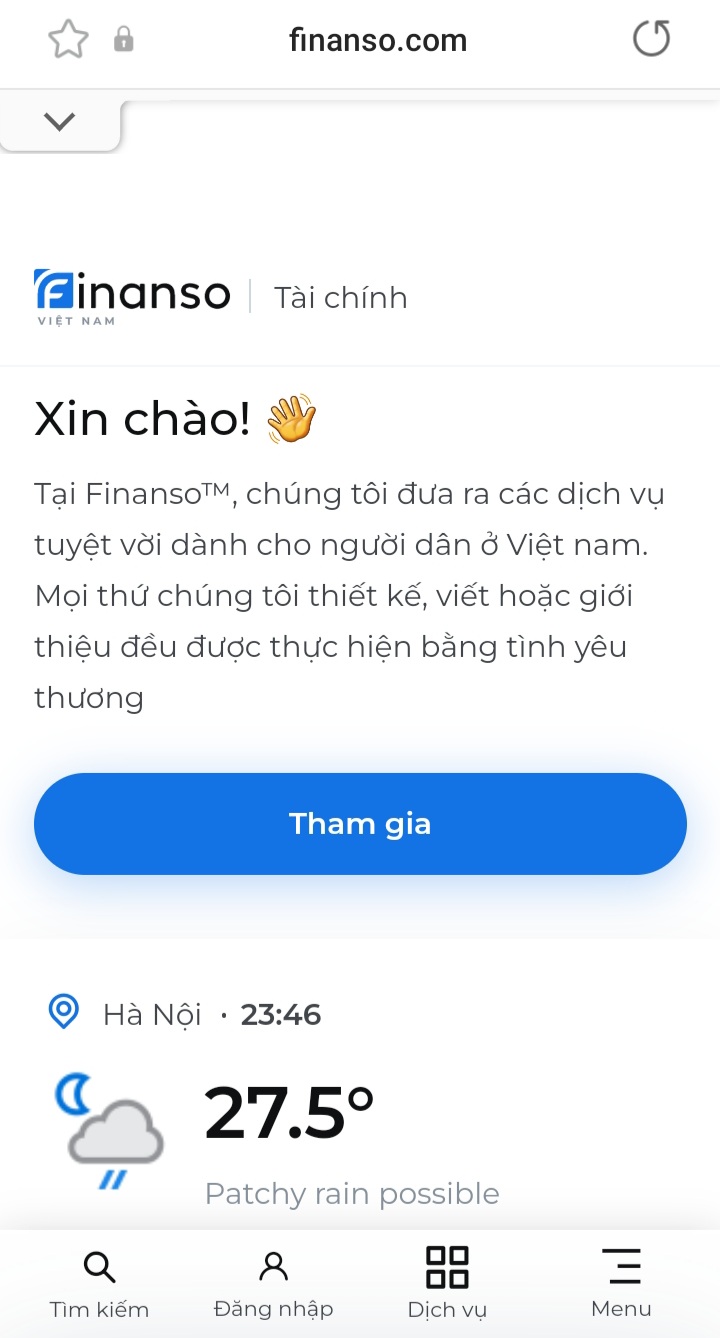 Bước 1 vay tiền nhanh online Finanso.