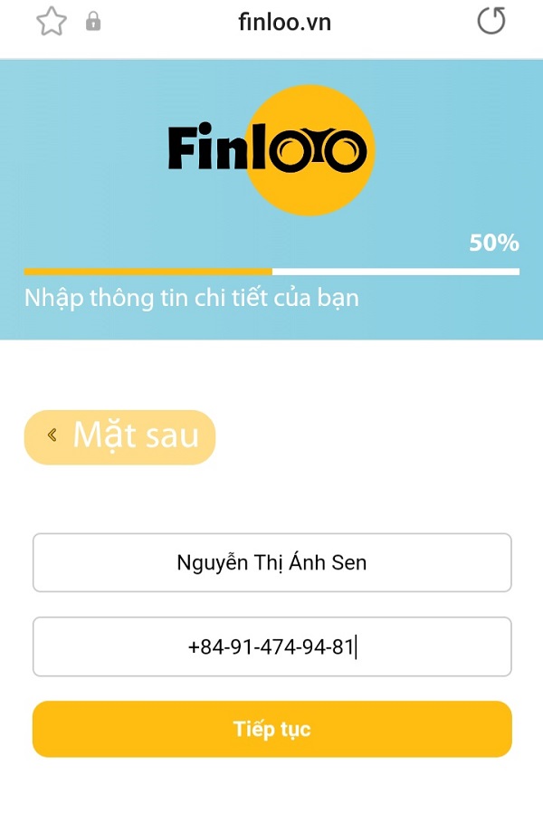 Điền thông tin cá nhân theo yêu cầu của app vay