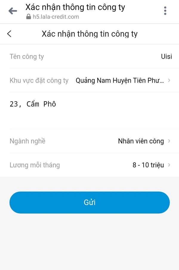 Điền đầy đủ thông tin về công ty 