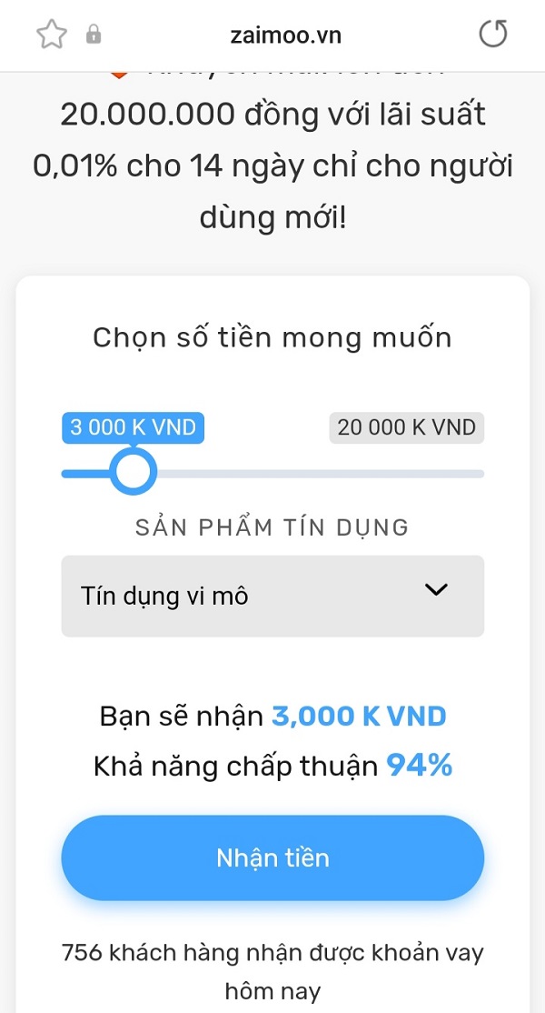 Khách hàng chọn hạn mức vay như mong muốn