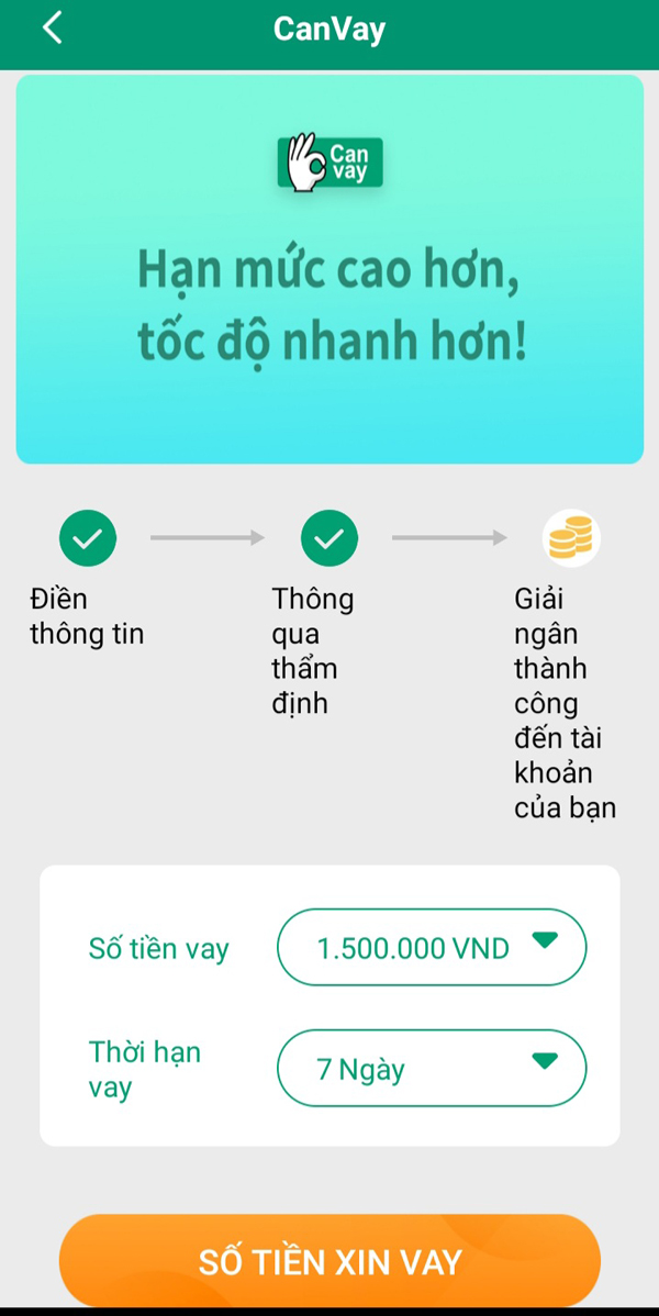 Chọn số tiền cần vay