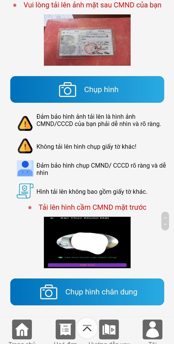 Chụp ảnh giấy tờ tùy thân