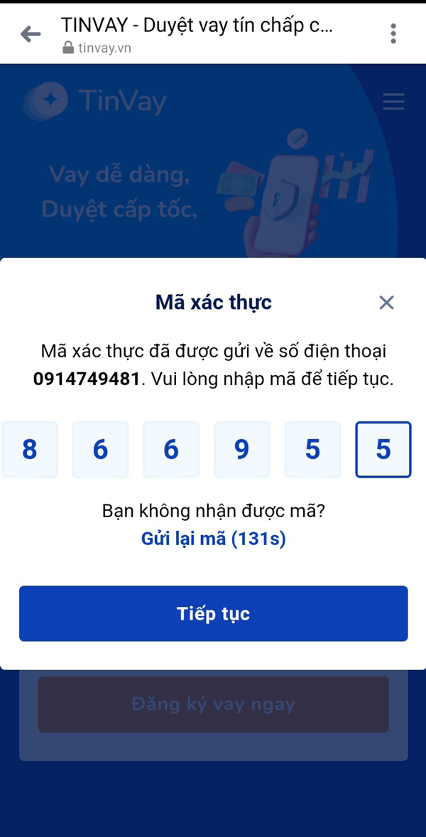 Xác nhận thông tin đăng ký