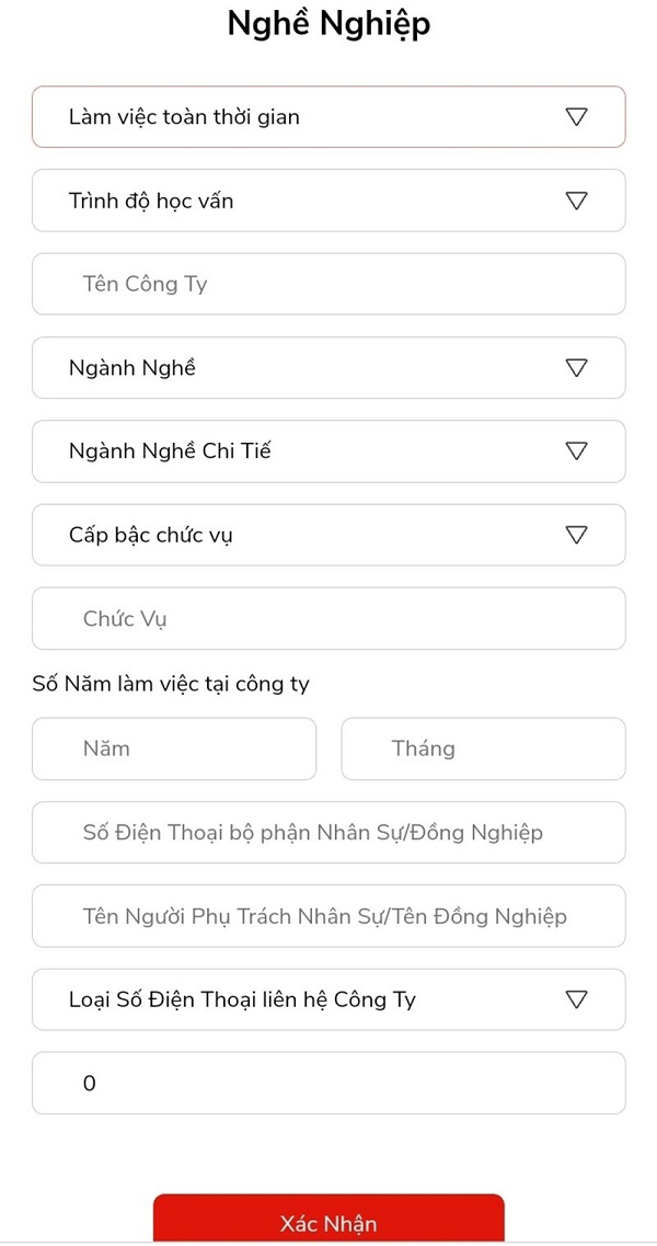 Thông tin về công việc hiện tại