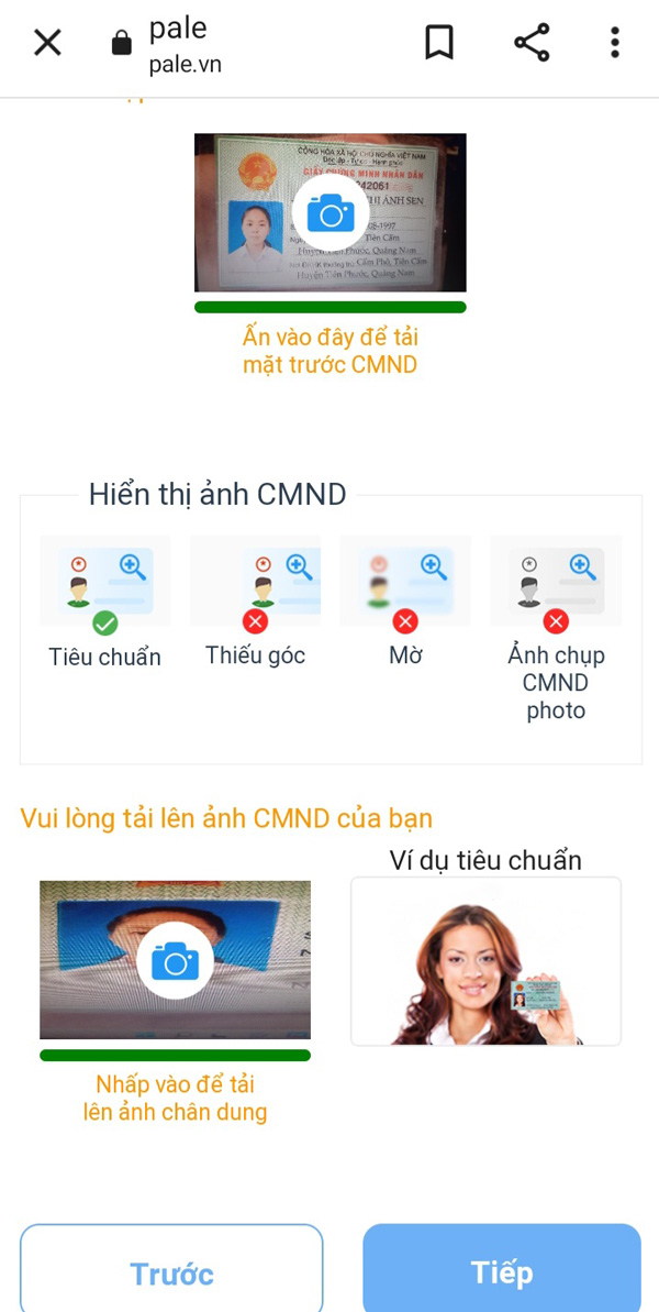 Chụp ảnh CMND/CCCD hai mặt 