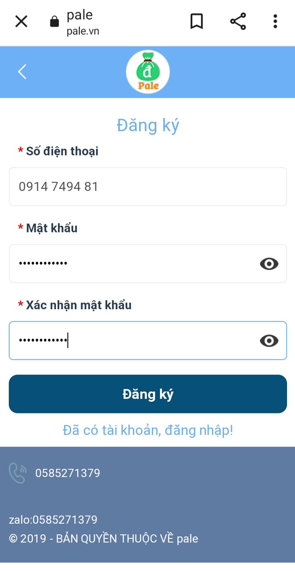 Tải app và nhập số điện thoại 