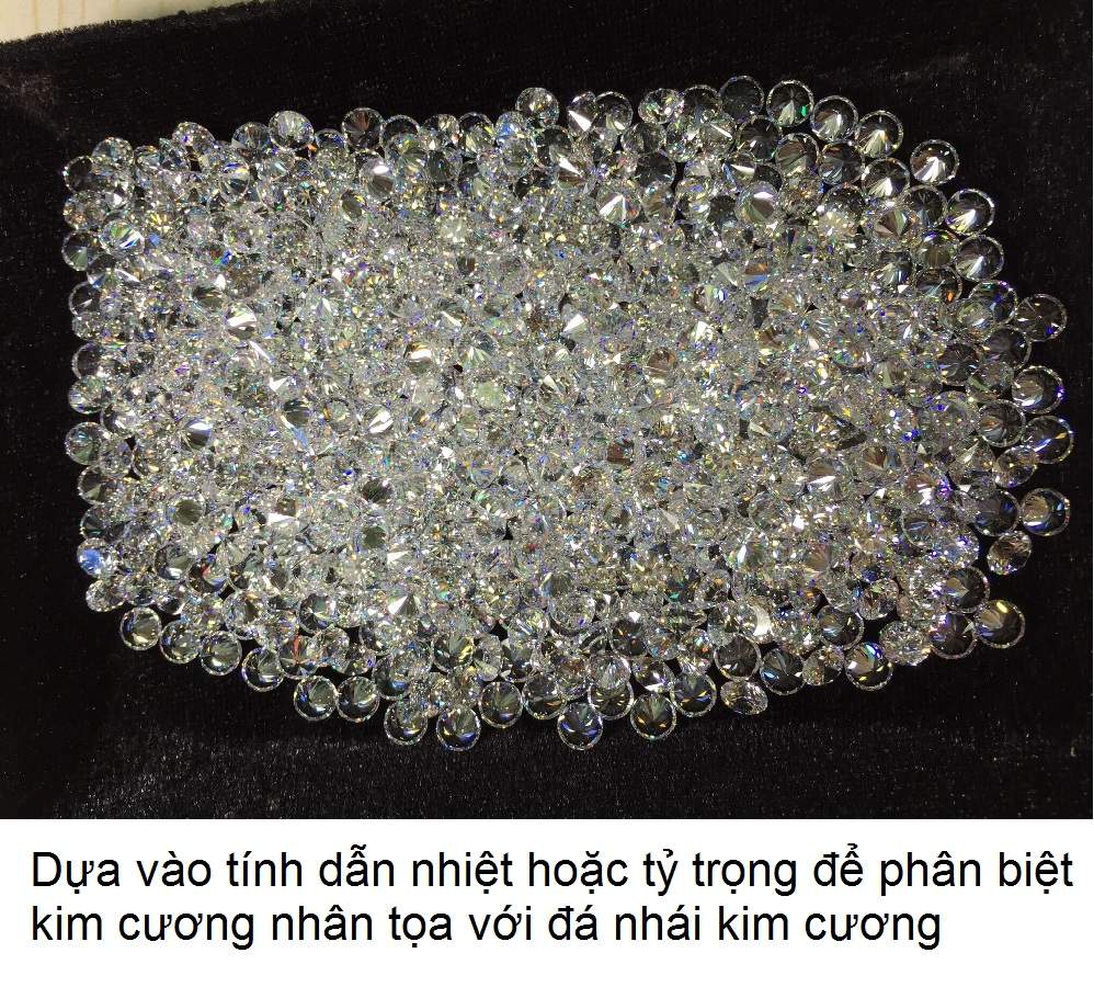 Làm thế này nhằm phân biệt kim cương nhân tạo với đá nhái tổng kim loại tổng hợp cương?