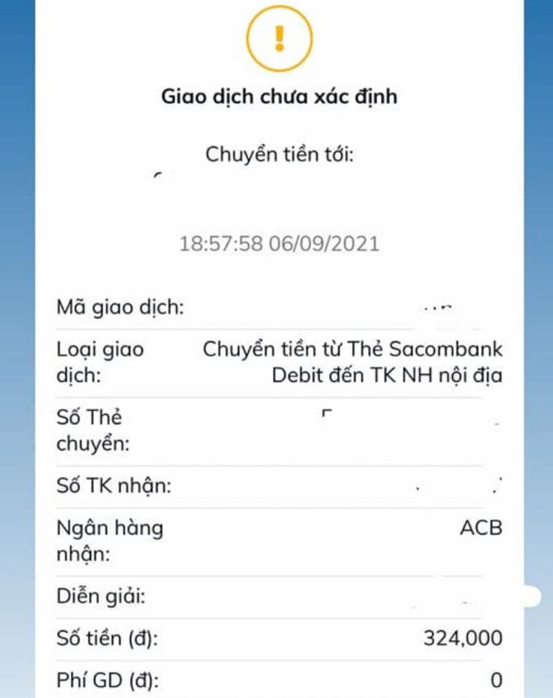 Sacombank Pay bị lỗi do hệ thống, lỗi mạng bạn nên thử lại sau 15 đến 20 phút