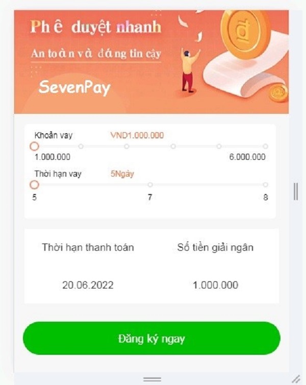 Quy trình đăng ký vay tiền nhanh tại Sevenpay