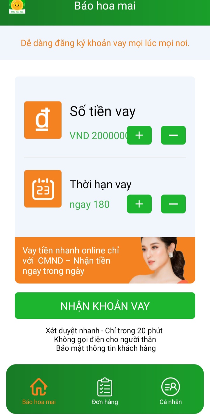 Bước 1 vay tiền nhanh online 24/7 app Báo Hoa Mai.