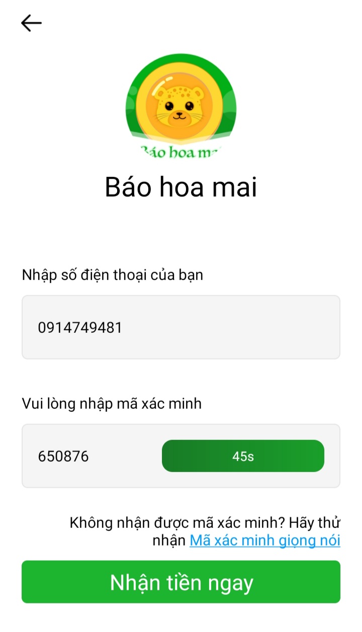 Bước 2 vay tiền nhanh online 24/7 app Báo Hoa Mai.