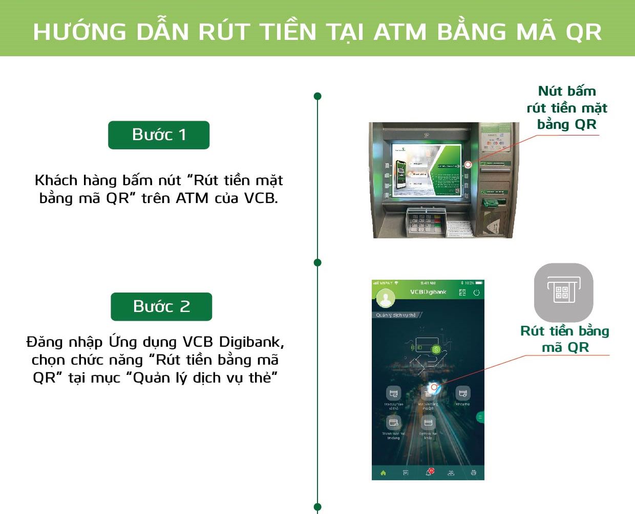 Cách quét mã QR để rút tiền Vietcombank