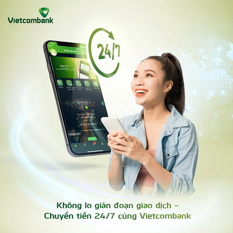 Chuyển tiền nhanh 24/7 qua Internet Banking Vietcombank