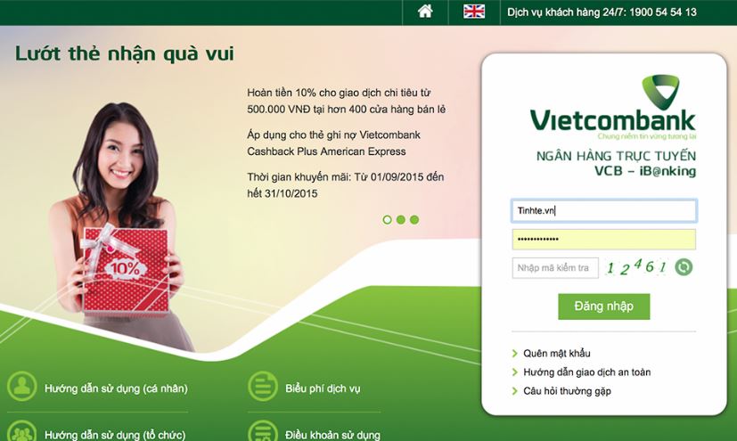 Nên làm gì khi quên tên đăng nhập Vietcombank