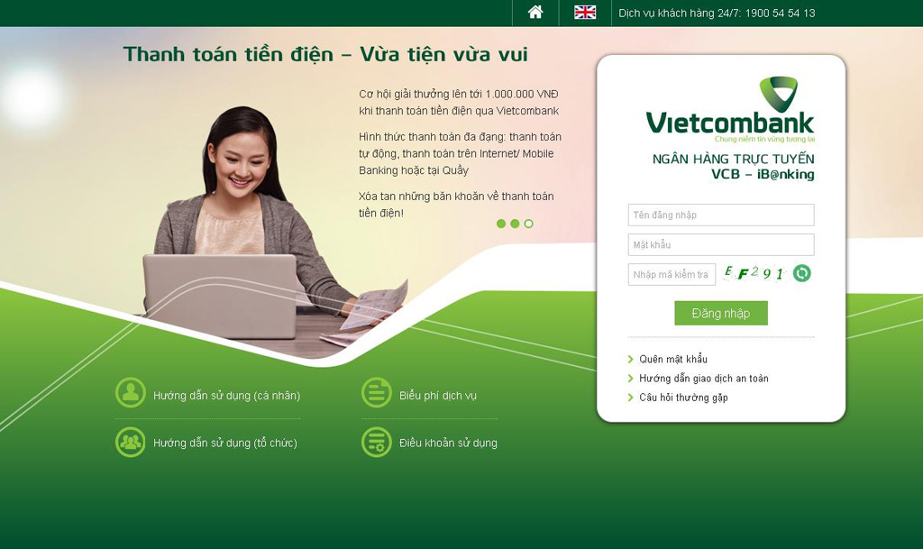 Hướng dẫn đăng nhập Vietcombank