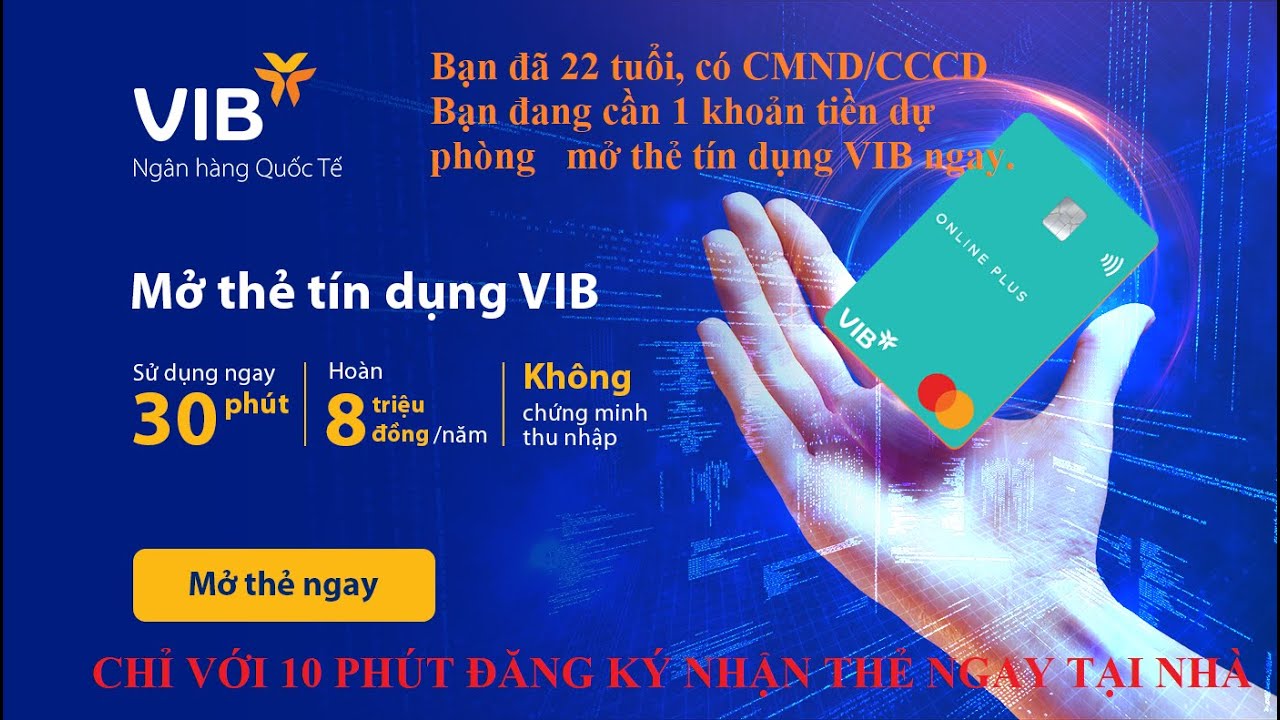 Hồ sơ thủ tục để mở thẻ tín dụng VIB.