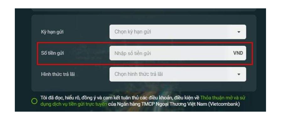 Chọn số tiền, kỳ hạn và hình thức trả lãi.