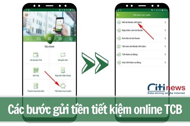 Gửi tiết kiệm qua ứng dụng của Vietcombank