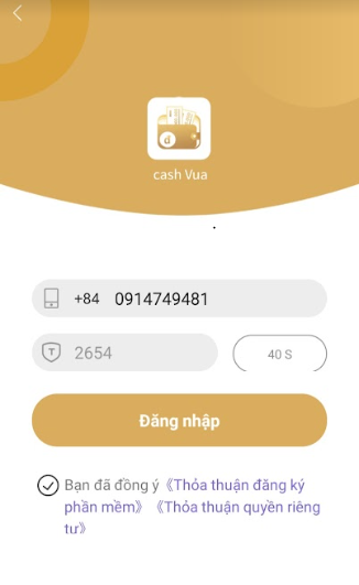 Bước 1 vay tiền Cash Vua.