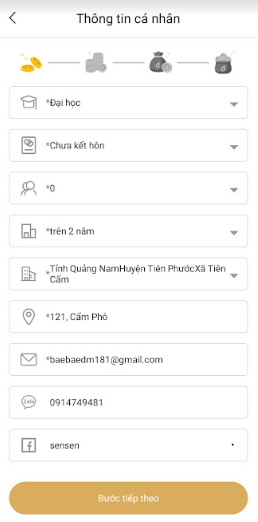 Bước 2 vay tiền Cash Vua.