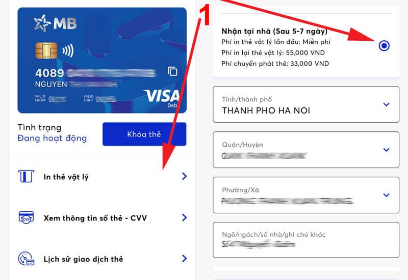 Lưu ý khi in thẻ vật lý MB Bank