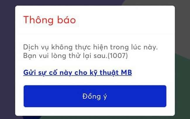 Những lỗi thường hay xảy ra với MB Bank.