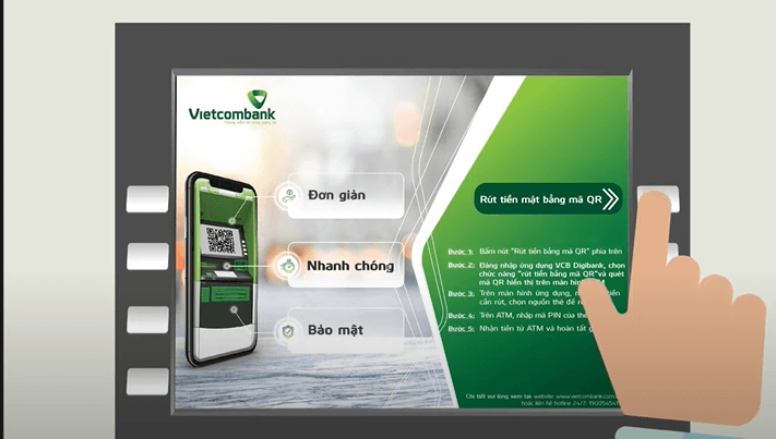 Rút tiền Vietcombank trực tiếp tại cây ATM là phương pháp thông dụng nhất