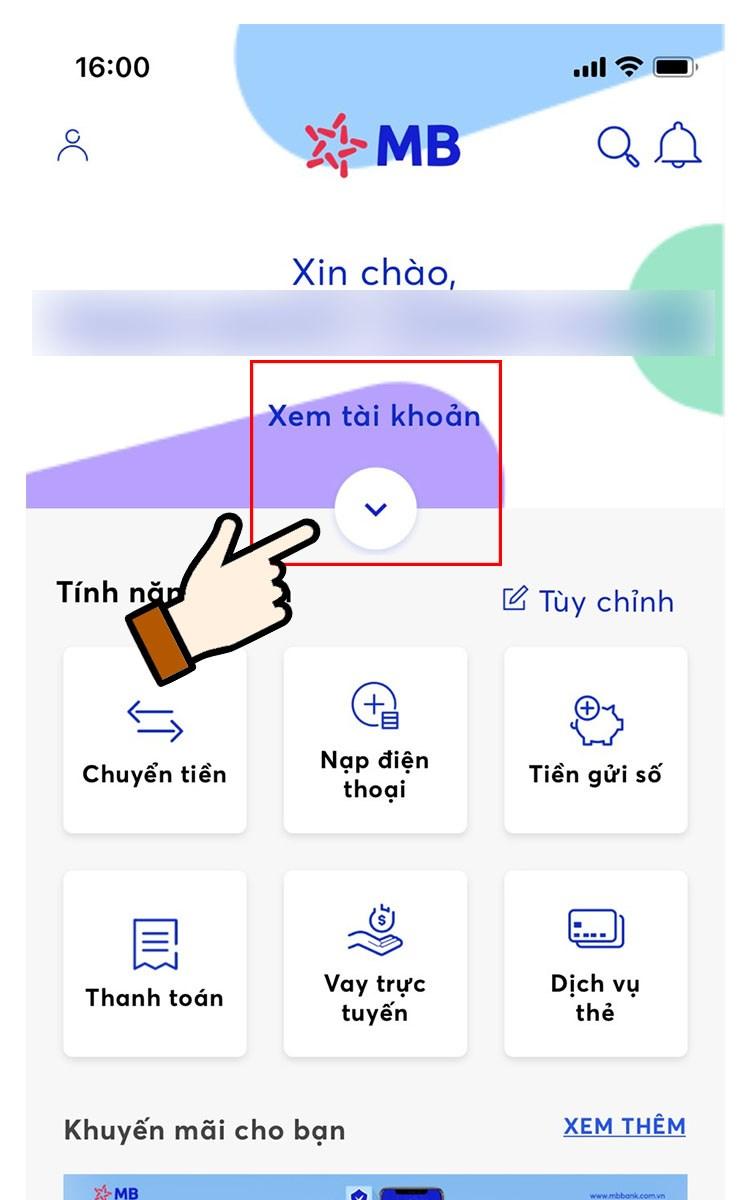 Kiểm tra thông tin tài khoản, số dư