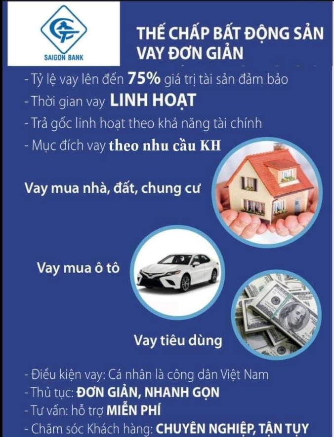 Dịch vụ lãi suất vay vốn tại ngân hàng Saigonbank.