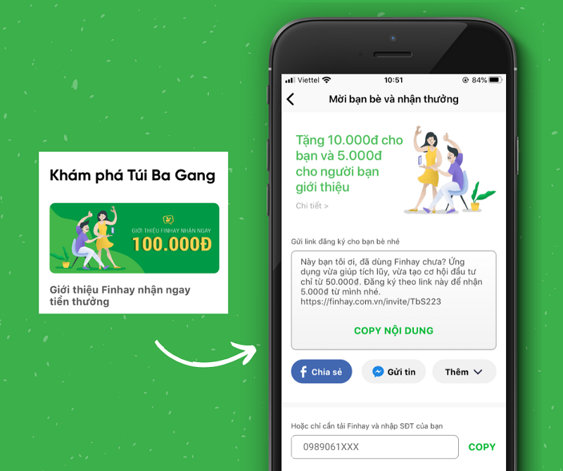 Mời bạn bè dùng Finhay - Nhận tiền ngay tới 100k