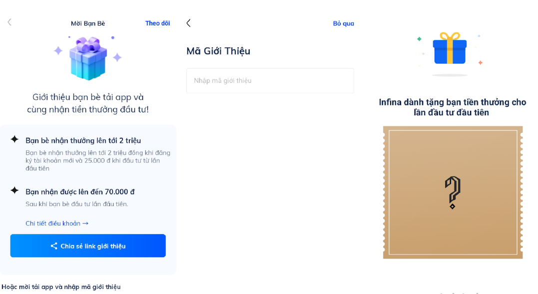 Hướng dẫn cách lấy mã giới thiệu Infina.