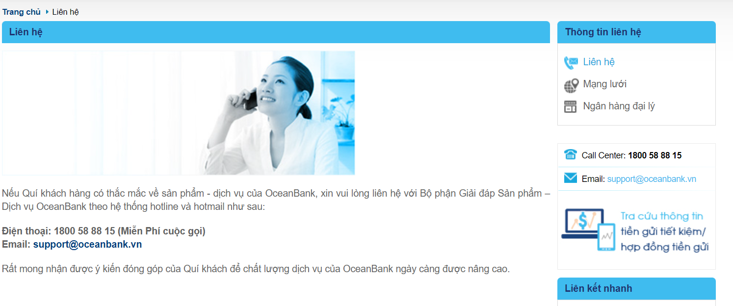 Cách thức liên hệ ngân hàng Oceanbank.