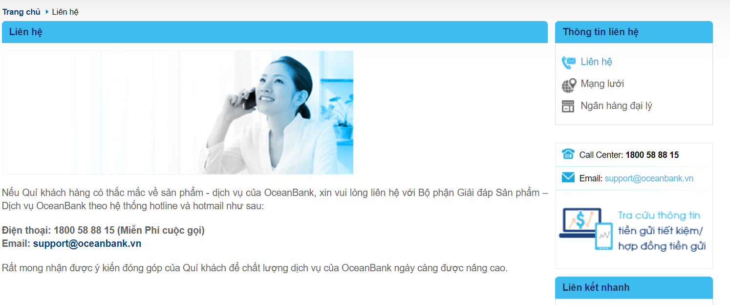 Cách liên hệ với Oceanbank.