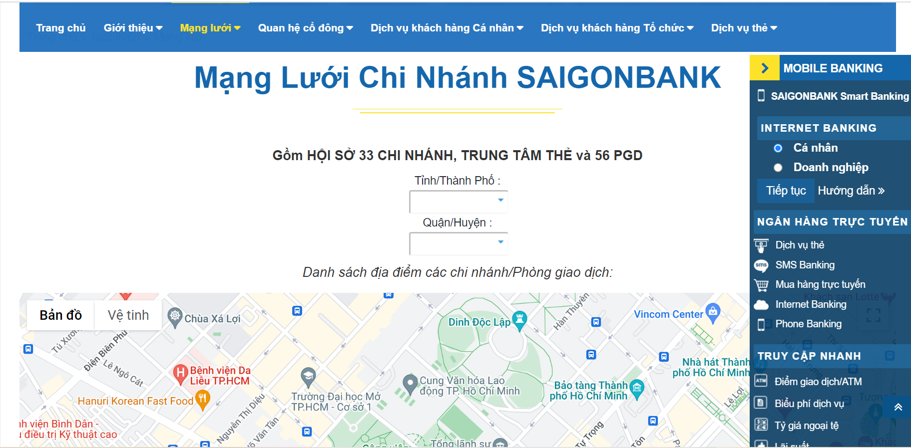 Cách tra cứu mạng lưới giao dịch của ngân hàng Saigonbank.