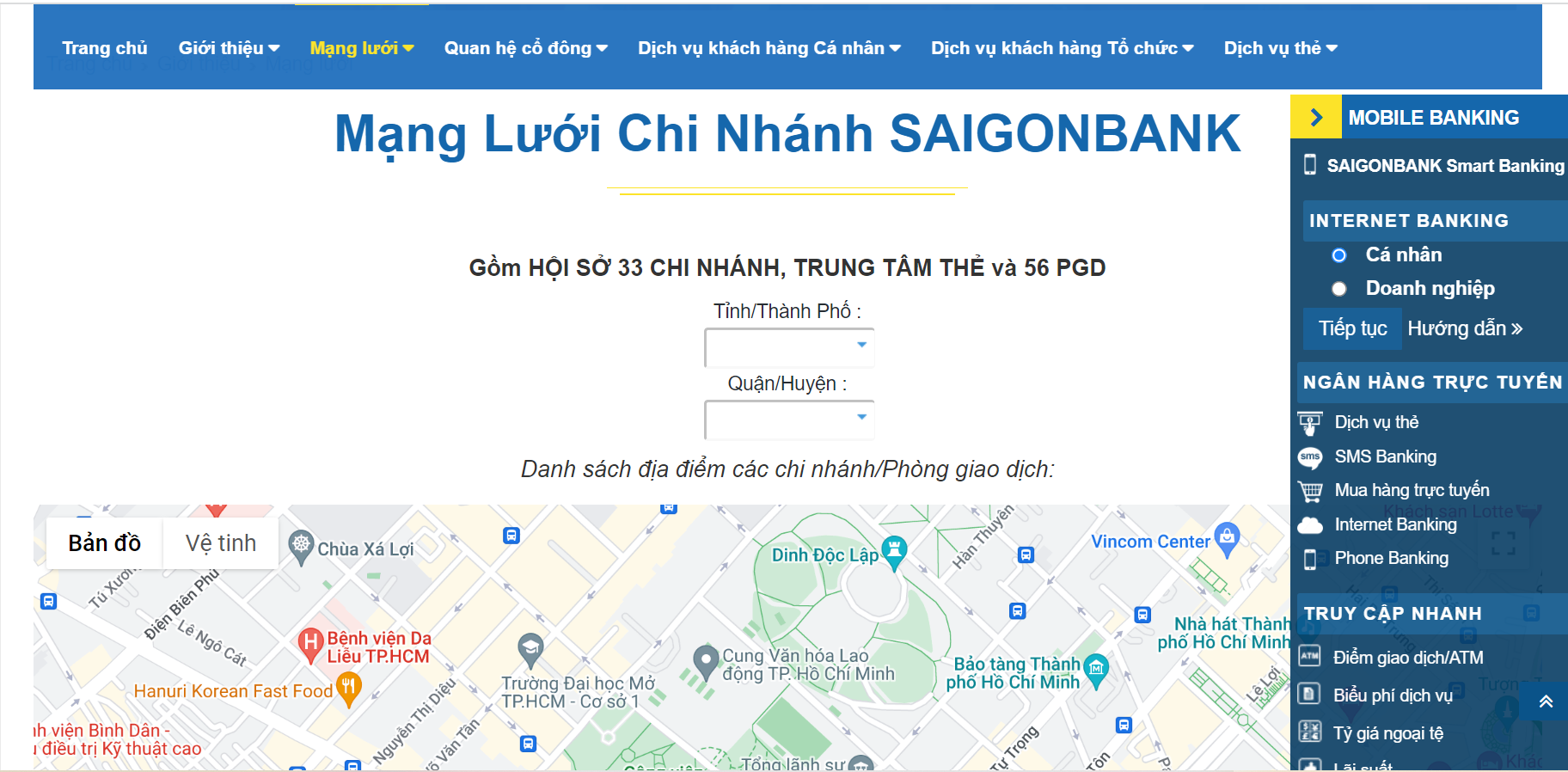 Cách tra cứu mạng lưới giao dịch của Ngân hàng Saigonbank.